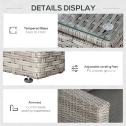 Outsunny 4 Seater Grey Rattan Corner Lounge Set - Wilko - thumbnail 7