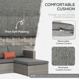 Outsunny 4 Seater Grey Rattan Corner Lounge Set - Wilko - thumbnail 6