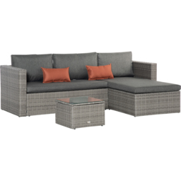 Outsunny 4 Seater Grey Rattan Corner Lounge Set - Wilko - thumbnail 3
