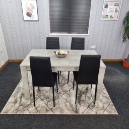 Kosy Koala 4 Seater Faux Leather Dining Set Stone Grey Effect and Black - Size: 96 x 40 x 40cm - Portland - Wilko - thumbnail 5