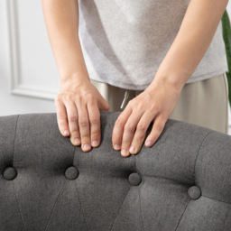 HOMCOM Charcoal Grey Single Upholstered Fabric Chair with Pillow - Wilko - thumbnail 4