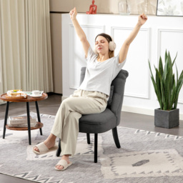 HOMCOM Charcoal Grey Single Upholstered Fabric Chair with Pillow - Wilko - thumbnail 6