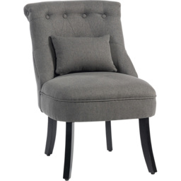 HOMCOM Charcoal Grey Single Upholstered Fabric Chair with Pillow - Wilko - thumbnail 3