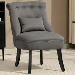 HOMCOM Charcoal Grey Single Upholstered Fabric Chair with Pillow - Wilko