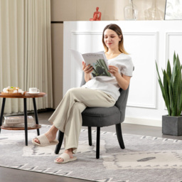 HOMCOM Charcoal Grey Single Upholstered Fabric Chair with Pillow - Wilko - thumbnail 7