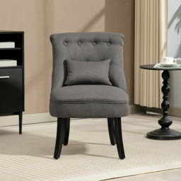 HOMCOM Charcoal Grey Single Upholstered Fabric Chair with Pillow - Wilko - thumbnail 5