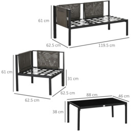 Outsunny 4pc Garden Furniture Set Grey - Size: 4 Seater - Wilko - thumbnail 5