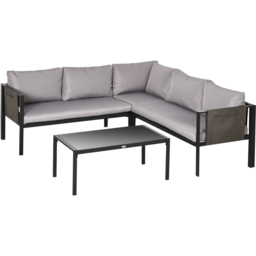 Outsunny 4pc Garden Furniture Set Grey - Size: 4 Seater - Wilko - thumbnail 3