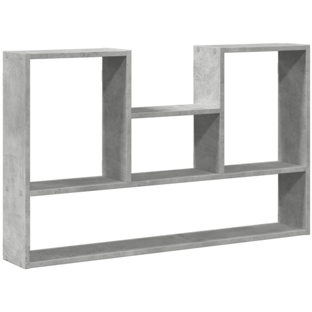 vidaXL 5 Shelf Concrete Grey Wooden Floating Wall Shelf - Size: 60 x 15 x 99cm - Wilko - image 1