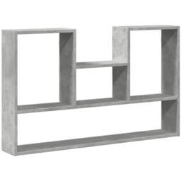 vidaXL 5 Shelf Concrete Grey Wooden Floating Wall Shelf - Size: 60 x 15 x 99cm - Wilko