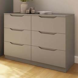 FWStyle Luno 6 Drawer Brown Modern Wide Chest of Drawers - Wilko - thumbnail 1