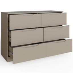 FWStyle Luno 6 Drawer Brown Modern Wide Chest of Drawers - Wilko - thumbnail 4