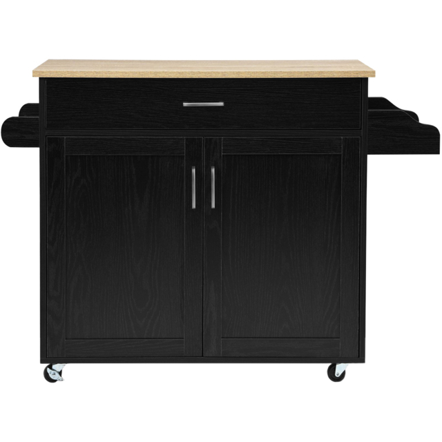Costway 2 Door Single Drawer Black Kitchen Island Trolley - Size: 103 x 50 x 20cm - Wilko - image 1