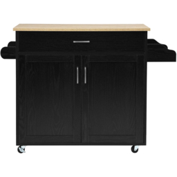 Costway 2 Door Single Drawer Black Kitchen Island Trolley - Size: 103 x 50 x 20cm - Wilko - thumbnail 1