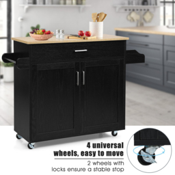 Costway 2 Door Single Drawer Black Kitchen Island Trolley - Size: 103 x 50 x 20cm - Wilko - thumbnail 7