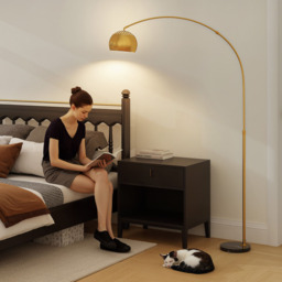 Portland Gold Tone Tall Arc Floor Lamp - Size: 180 x 26 x 100cm - Wilko - thumbnail 4
