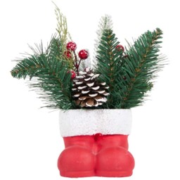 Santa Boots Potted Plant - Red - Sleigh Bells Ring - Wilko - thumbnail 1