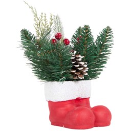 Santa Boots Potted Plant - Red - Sleigh Bells Ring - Wilko - thumbnail 3
