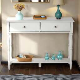 Seconique Stratford 2 Drawer White Console Table - Size: 75.5 x 100 x 35cm - Wilko