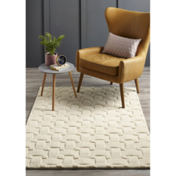 Origins New Ivory 3D Basketweave Rug 120 x 170cm - White - Origins Rugs - Wilko - thumbnail 3