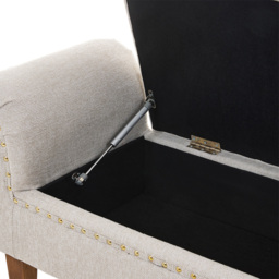 Living and Home Beige Nordic Upholstered Linen Flip Top Storage Bench - Size: 52 x 106 x 34cm - Cream - Wilko - thumbnail 4