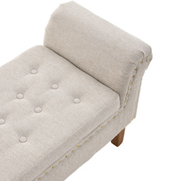 Living and Home Beige Nordic Upholstered Linen Flip Top Storage Bench - Size: 52 x 106 x 34cm - Cream - Wilko - thumbnail 6