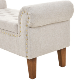 Living and Home Beige Nordic Upholstered Linen Flip Top Storage Bench - Size: 52 x 106 x 34cm - Cream - Wilko - thumbnail 7