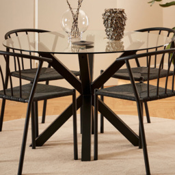 Florence Heaven Clear Glass Round 4 seater Dining Table Black - Furniture To Go - Wilko - thumbnail 1