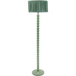 ValueLights Bobbins Ruched Pleated Green Drum Shade Sage Green LED Floor Lamp - Wilko