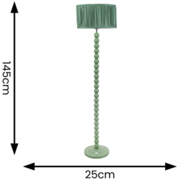 ValueLights Bobbins Ruched Pleated Green Drum Shade Sage Green LED Floor Lamp - Wilko - thumbnail 7