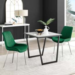 Furniturebox Copeland Cesano Marble Effect 2 Seater Dining Set White Green and Chrome - Wilko - thumbnail 1