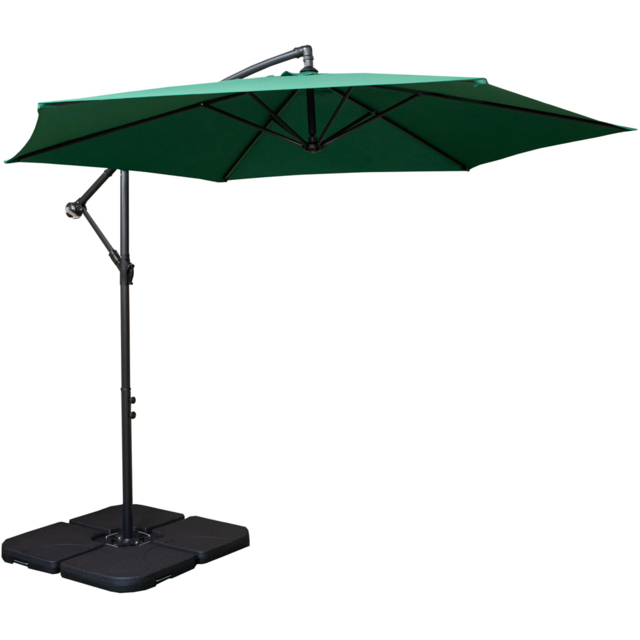 Samuel Alexander Green Cantilever Banana Parasol with Crank Handle and Base Weights 3m - Wilko - image 1