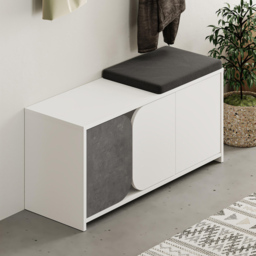 Decortie Moni 3 Door White and Retro Grey Shoe Cabinet with Coat Hanger Hook - Size: 52 x 104.9 x 37cm - Multi - Wilko - thumbnail 5
