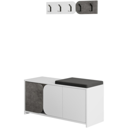Decortie Moni 3 Door White and Retro Grey Shoe Cabinet with Coat Hanger Hook - Size: 52 x 104.9 x 37cm - Multi - Wilko - thumbnail 3