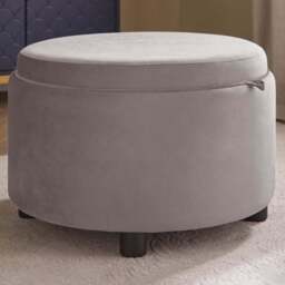 GFW Leylani Grey Tray Table Storage Stool - Size: 37 x 56 x 56cm - Wilko