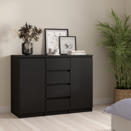 Florence 2 Door 4 Drawer Black Matt Sideboard - Size: 50 x 120.6 x 90.7cm - Furniture to Go - Wilko - thumbnail 7