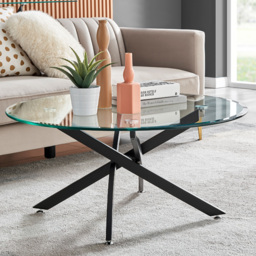 Furniturebox Arona Round Black Glass Coffee Table - Size: 90 x 90 x 45cm - Wilko - thumbnail 1