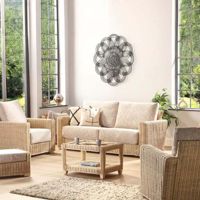 Desser Furniture Burford 5 Seater Natural Rattan Sofa Set - Cream - Wilko - image 1