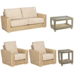 Desser Furniture Burford 5 Seater Natural Rattan Sofa Set - Cream - Wilko - thumbnail 3