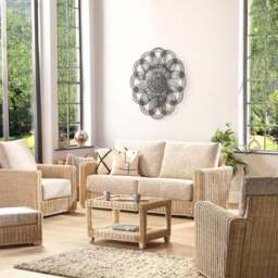 Desser Furniture Burford 5 Seater Natural Rattan Sofa Set - Cream - Wilko