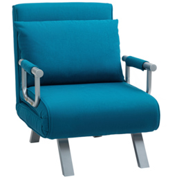 HOMCOM Single Blue Velvet Feel Chair Bed - Wilko - thumbnail 3