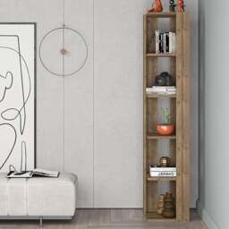 Decortie Nati 5 Shelf Dark Oak Effect Modern Corner Bookcase - Brown - Wilko