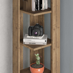 Decortie Nati 5 Shelf Dark Oak Effect Modern Corner Bookcase - Brown - Wilko - thumbnail 4