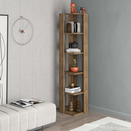 Decortie Nati 5 Shelf Dark Oak Effect Modern Corner Bookcase - Brown - Wilko - thumbnail 5