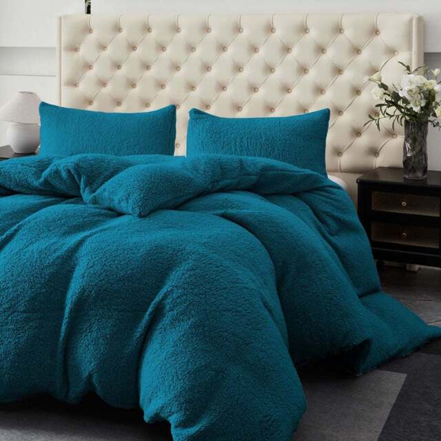 Groundlevel King Size Winter Warm Teal Soft Teddy Fleece Duvet Set - Wilko - image 1