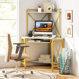 Costway 2 Shelf Computer Desk White - Size: 94 x 91 x 15cm - Wilko - thumbnail 5