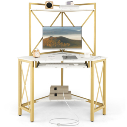 Costway 2 Shelf Computer Desk White - Size: 94 x 91 x 15cm - Wilko - thumbnail 4