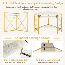 Costway 2 Shelf Computer Desk White - Size: 94 x 91 x 15cm - Wilko - thumbnail 7