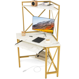 Costway 2 Shelf Computer Desk White - Size: 94 x 91 x 15cm - Wilko - thumbnail 3