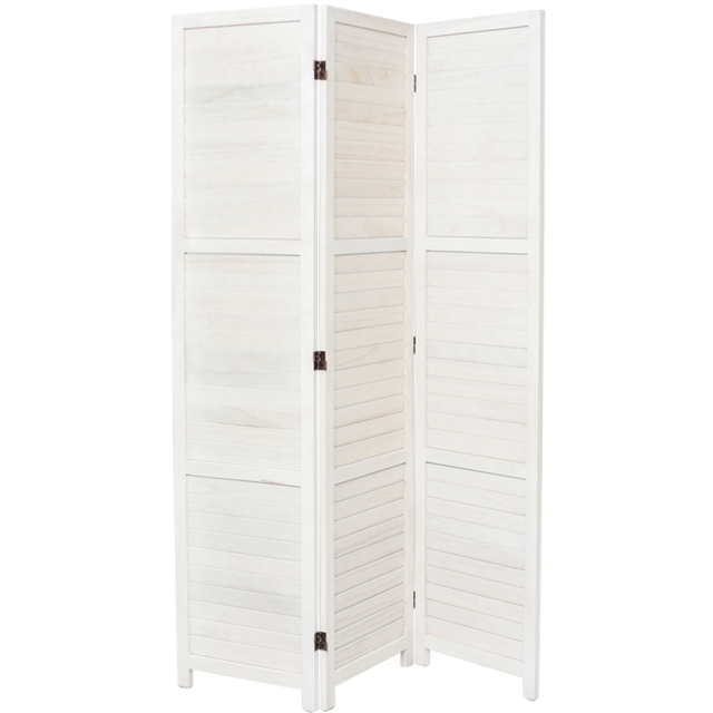 Living and Home 3 Panel White Folding Solid Wood Indoor Privacy Screen - Size: 170 x 120 x 1cm - Wilko - image 1